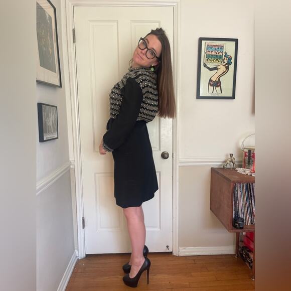 60s Vintage Long Sleeved Beaded Dress - Picture 3 of 8